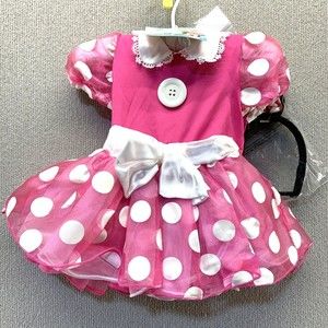 Disney Minnie Mouse Halloween Costume Size 6-12 M Girls Dress Up Pink White